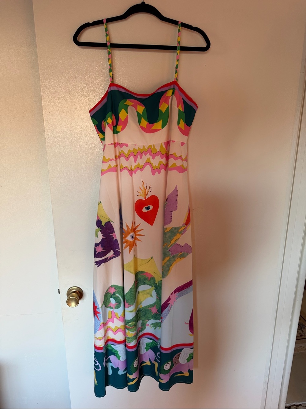 Multicolor Sleeveless Maxi Dress with Graphic Print